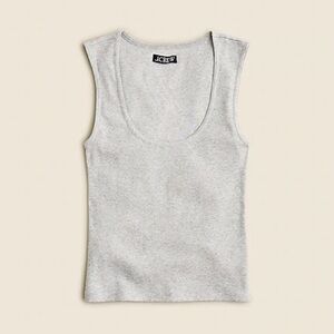 2pk J.Crew Cropped fine rib scoopneck tank top in Heather Silver Grey 2 pack